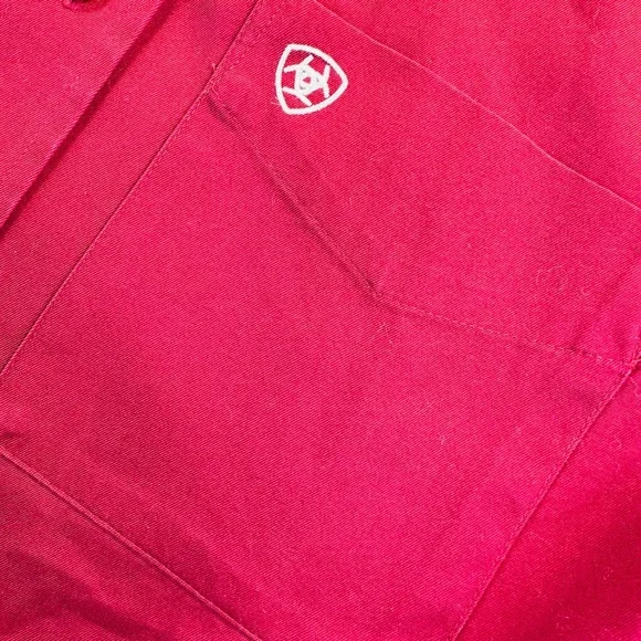 Ariat Men's XS Red Team Logo Twill Fitted Button Down Western Shirt Rodeo Cowboy - Picture 5 of 16